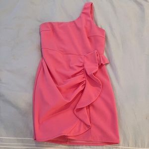 One Strap Hot Pink Dress